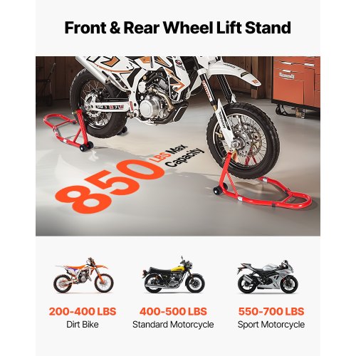 Motorcykel Fram & Bak Stödlyft 850lb Spoolift Paddock Svingarm Röd | EU