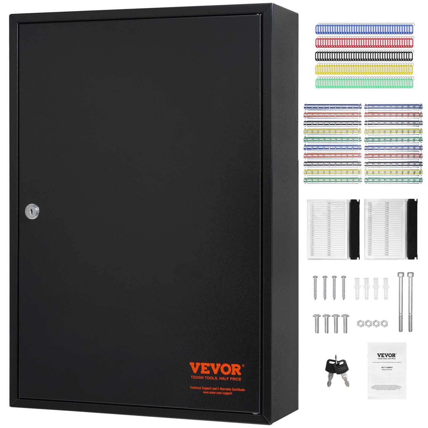 200-key cabinet key lock box with adjustable racks and colorful key tags