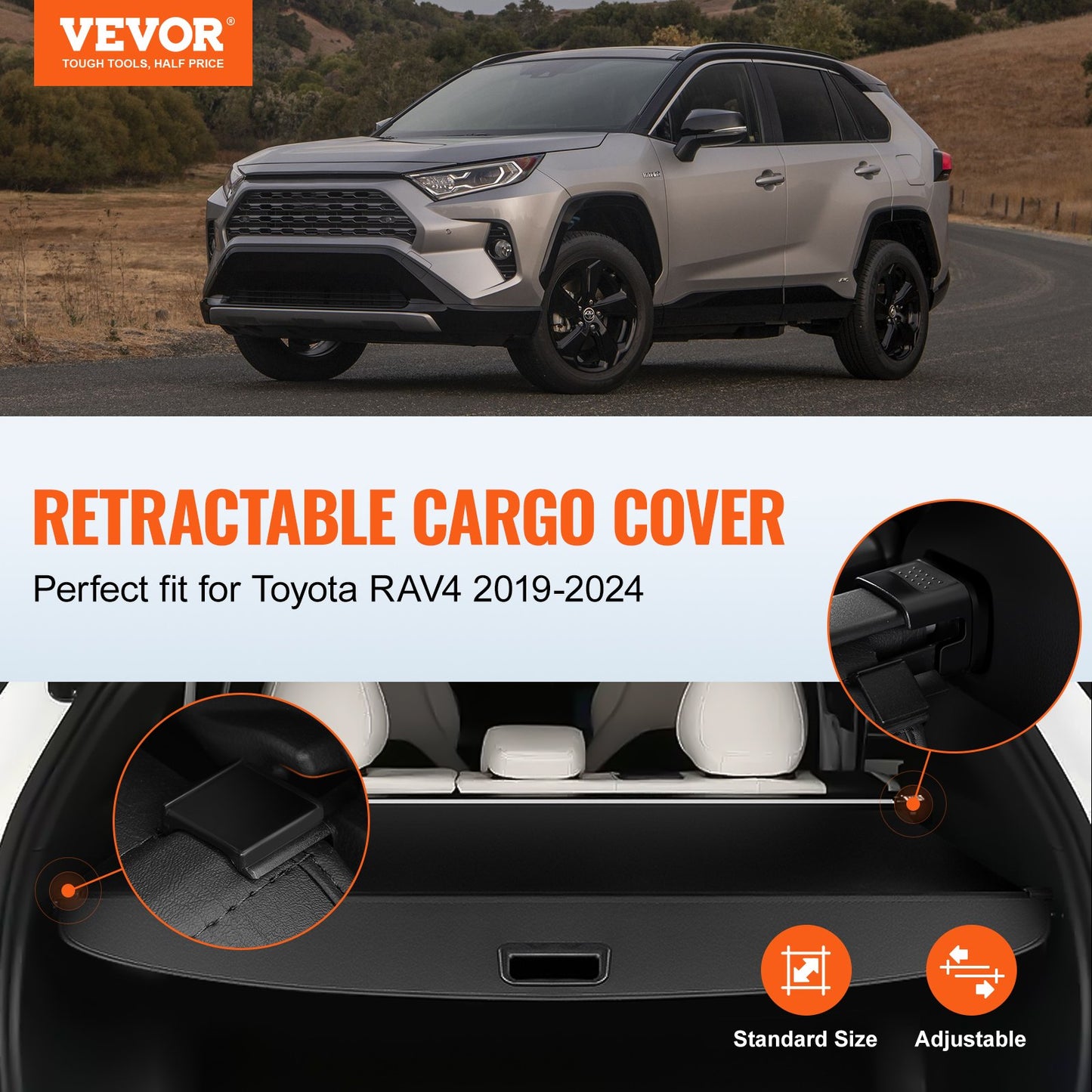 Retractable cargo cover for Toyota RAV4 2019-2024 Tailgate upgrade