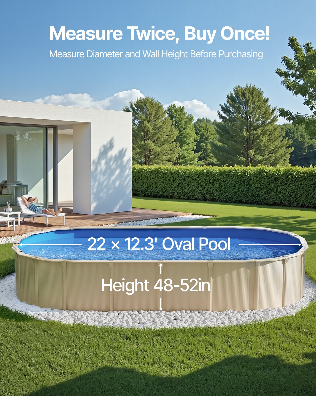 Oval Pool Liner 22 x 12,3 ft Overlapp Style Pool Liner 52in Vägghöjd