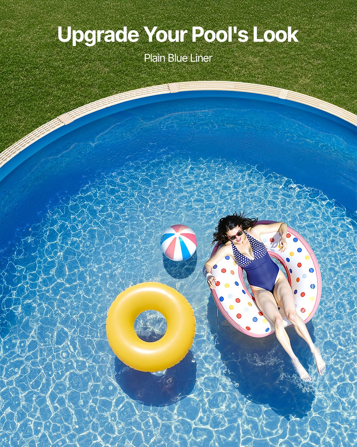 Round Pool Liner 15ft Unibead Pool Liner 47in Vägghöjd Enfärgad