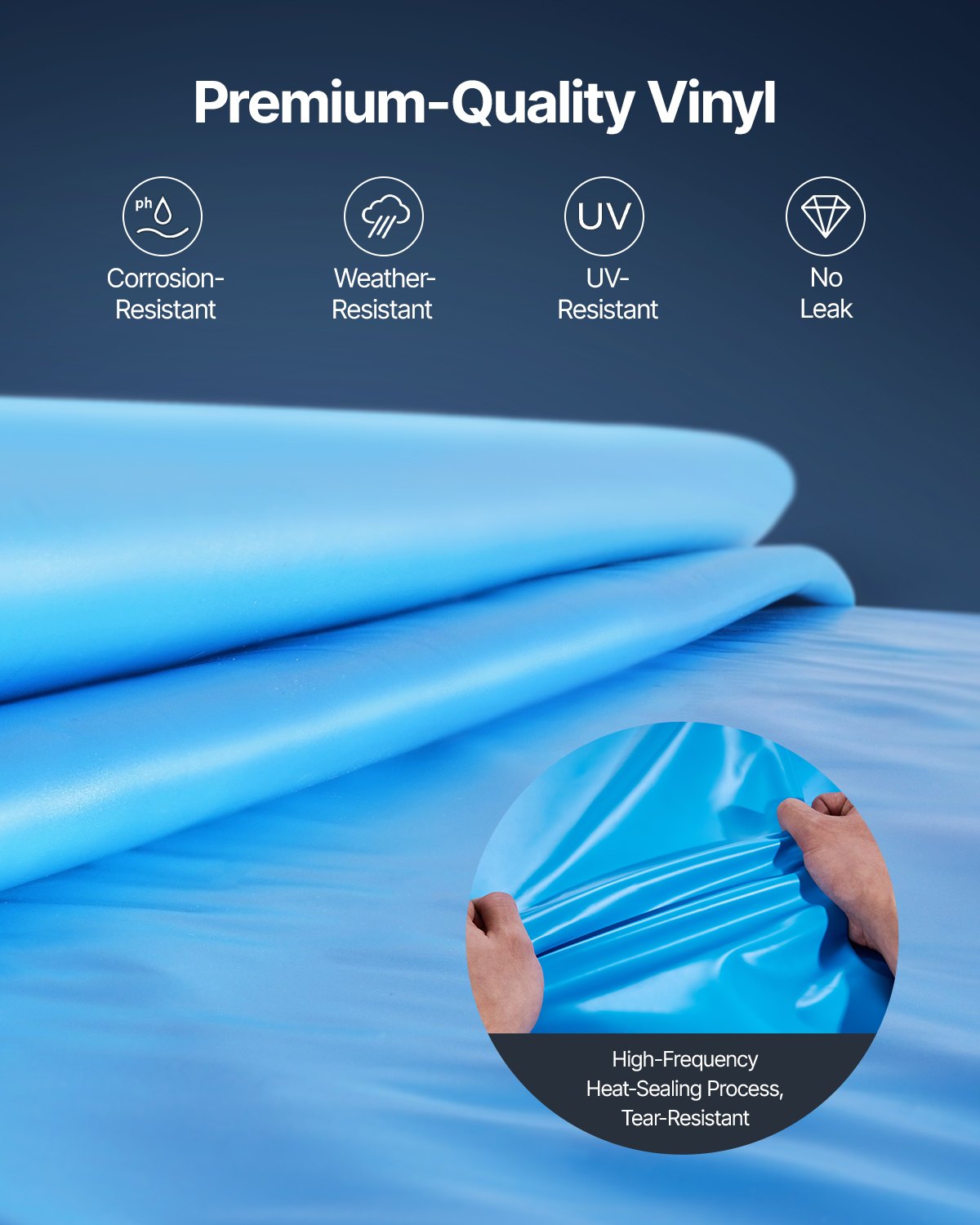 Round Pool Liner 18ft Overlap Pool Liner 52in Wall Height Solid Color