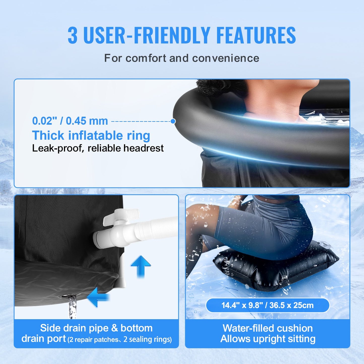 Ice bath for athletes Cold water therapy Stop bath Inflatable bath