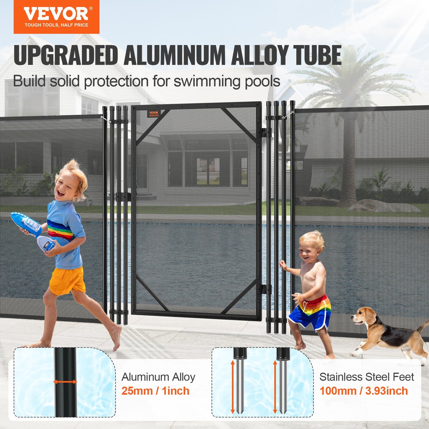 Pool Staket Gate 4 x 2,5 FT Avtagbar Inground Pool Gate för Kids Security