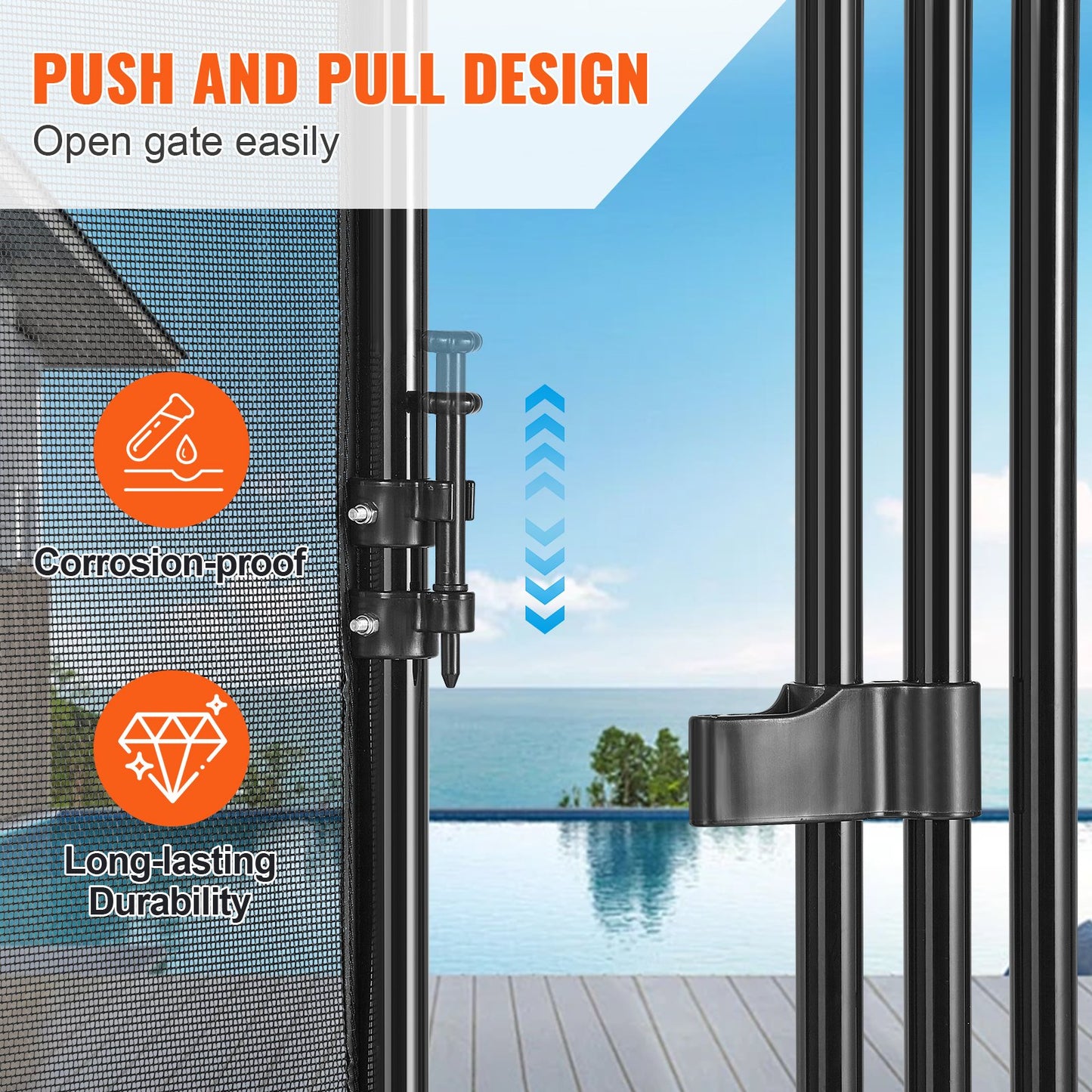 Pool Staket Gate 4 x 2,5 FT Avtagbar Inground Pool Gate för Kids Security