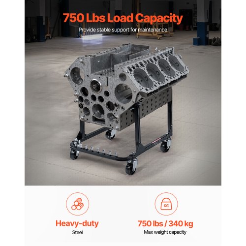 motorstativ 750LBS/340KG motorlyftdolly med 4-hjuls kraftigt stål | EU