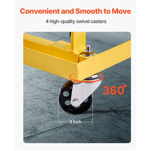 motorstativ 750LBS/340KG justerbar motorlyft Dolly Steel med 4-hjul | EU