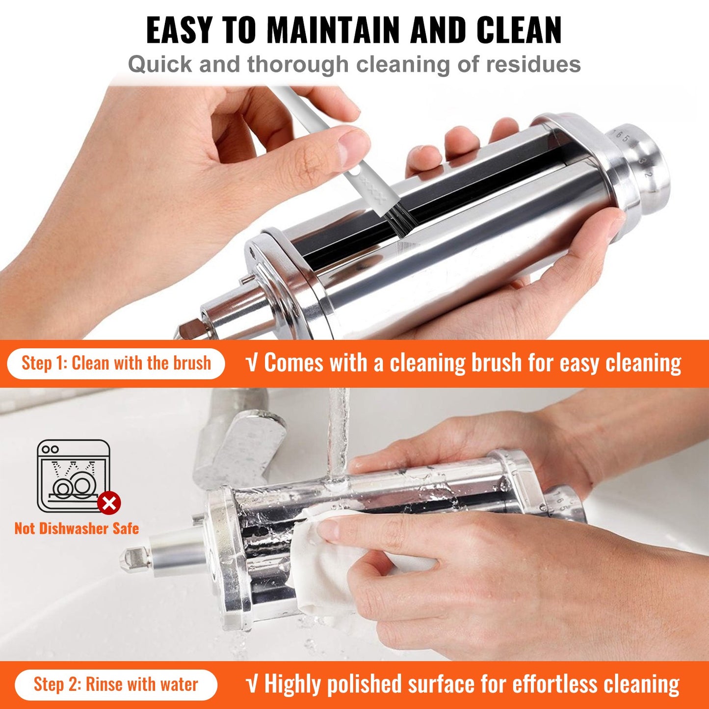 Pasta Accessories for KitchenAid Stand Mixer, Stainless Steel Pasta Roller Cutter Set Including Pasta Roller Roller, Spaghetti and Fettuccine Cutter, 8 Adjustable Thickness Knob Pasta Maker, 3pcs