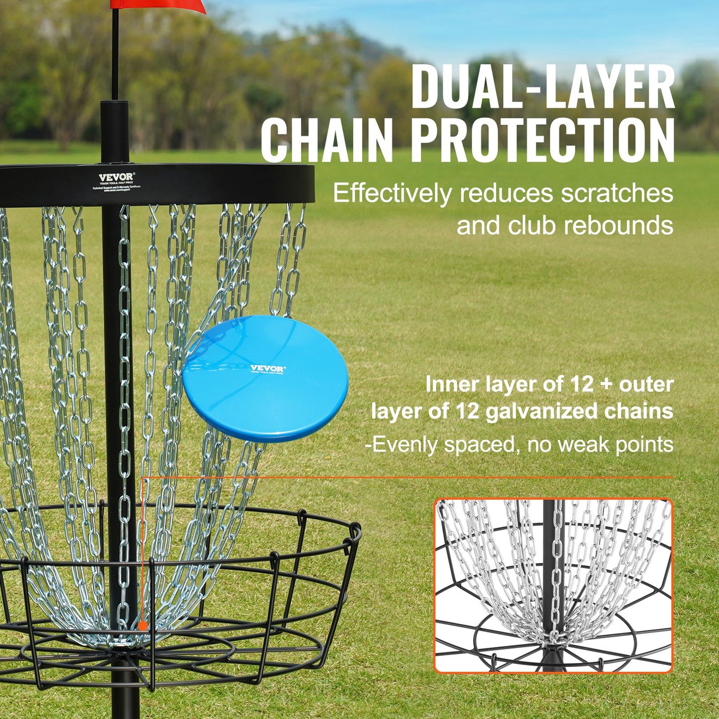 Disc Golfkorg, 24-kedjor Portable Disc Golf Target Hole, Heavy Duty Steel Practice Disc Golf Target, Disc Golf Course Korg inomhus och utomhus, Disc Golf Basket Stand Utrustning, Svart