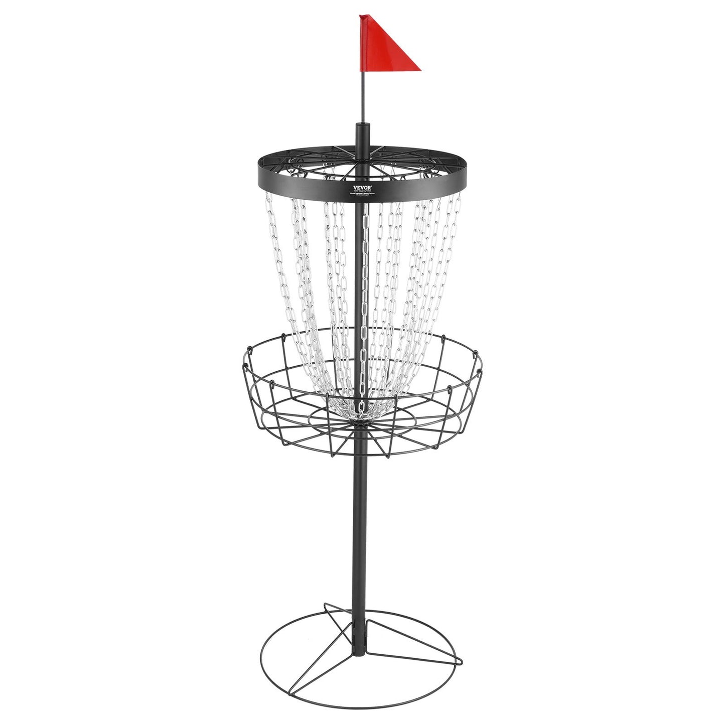 Disc Golfkorg, 24-kedjor Portable Disc Golf Target Hole, Heavy Duty Steel Practice Disc Golf Target, Disc Golf Course Korg inomhus och utomhus, Disc Golf Basket Stand Utrustning, Svart