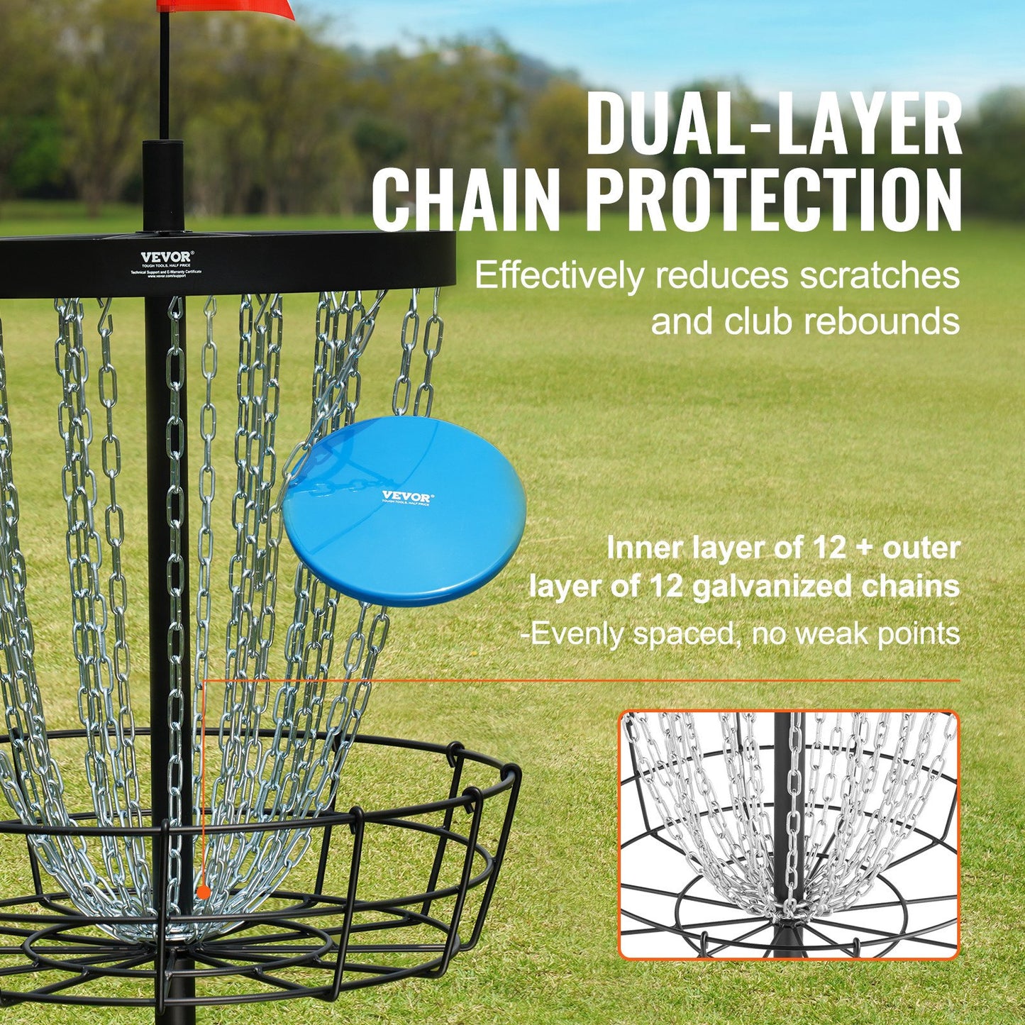 Disc Golfkorg, 24-kedjor Portable Disc Golf Target Hole, Heavy Duty Steel Practice Disc Golf Target, Disc Golf Course Korg inomhus och utomhus, Disc Golf Basket Stand Utrustning, Svart