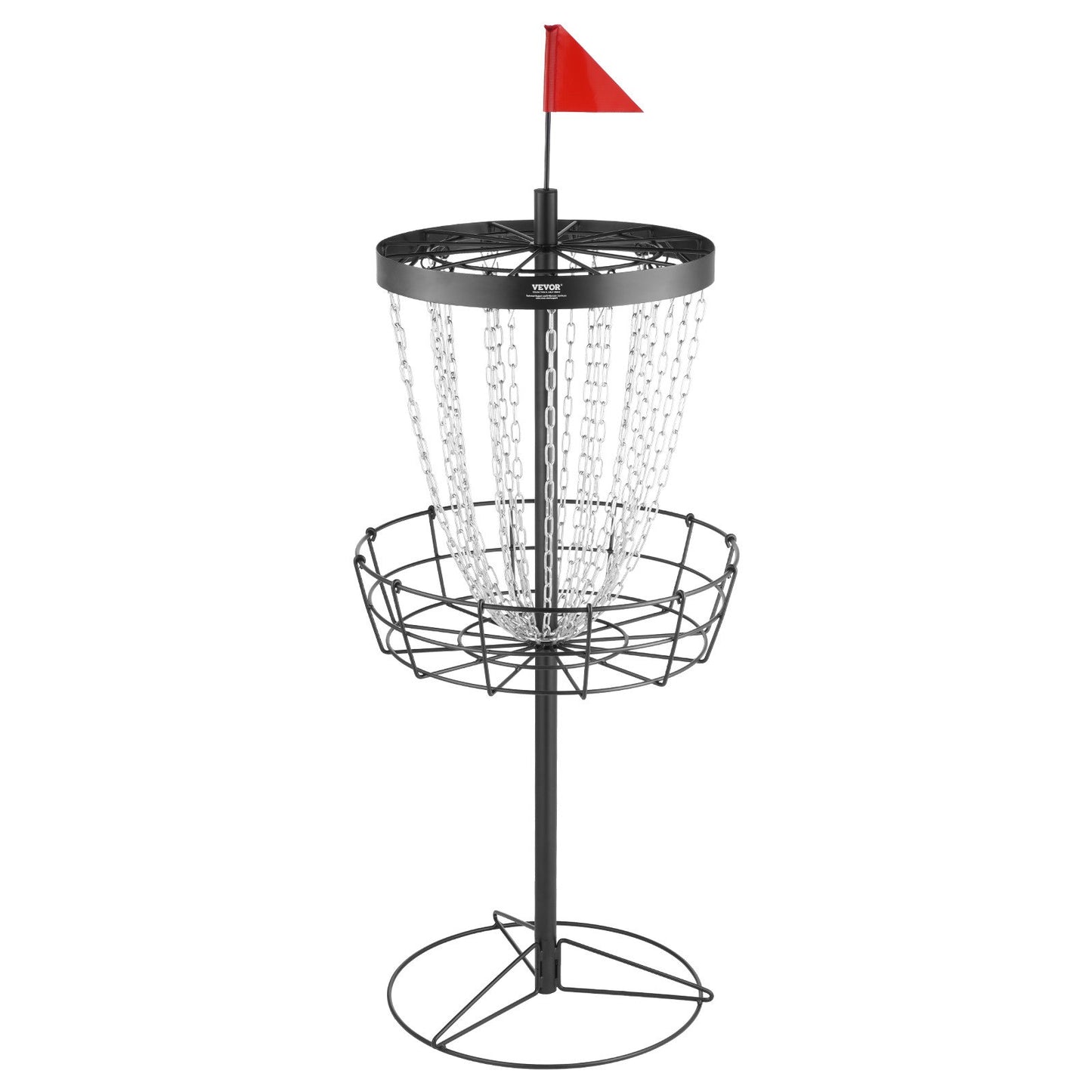 Disc Golfkorg, 24-kedjor Portable Disc Golf Target Hole, Heavy Duty Steel Practice Disc Golf Target, Disc Golf Course Korg inomhus och utomhus, Disc Golf Basket Stand Utrustning, Svart