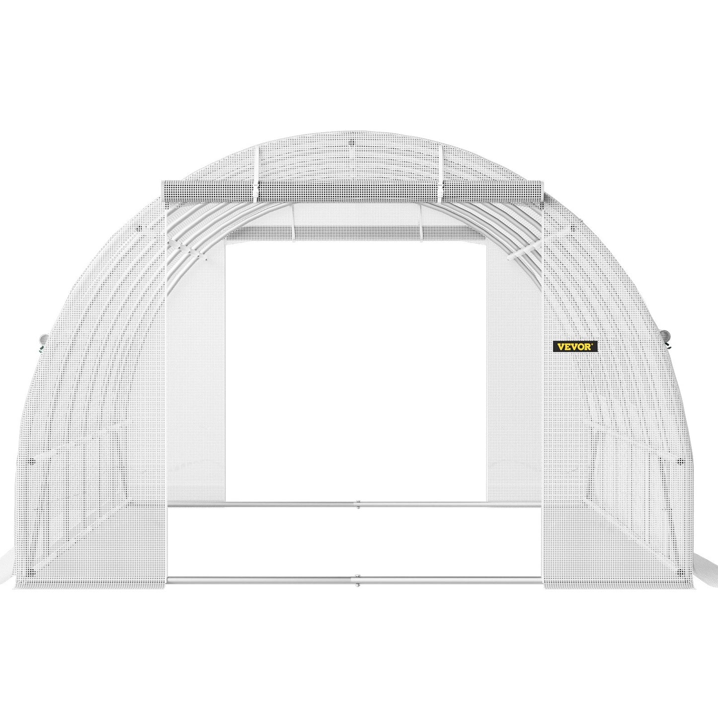 Walk-in Tunnel Greenhouse, 20 x 10 x 7 ft. Portable Plant Hot House with Galvanized Steel Frames, 3 Top Beams, 4 Diagonal Posts, 2 Zippered Doors and 12 Roller Windows, White
