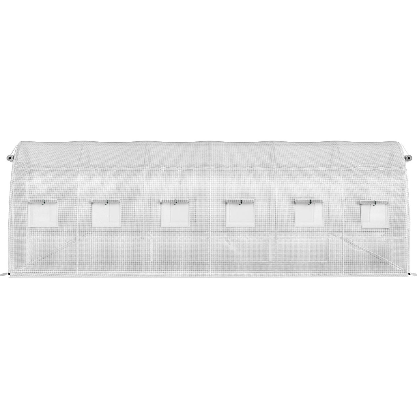 Walk-in Tunnel Greenhouse, 20 x 10 x 7 ft. Portable Plant Hot House with Galvanized Steel Frames, 3 Top Beams, 4 Diagonal Posts, 2 Zippered Doors and 12 Roller Windows, White