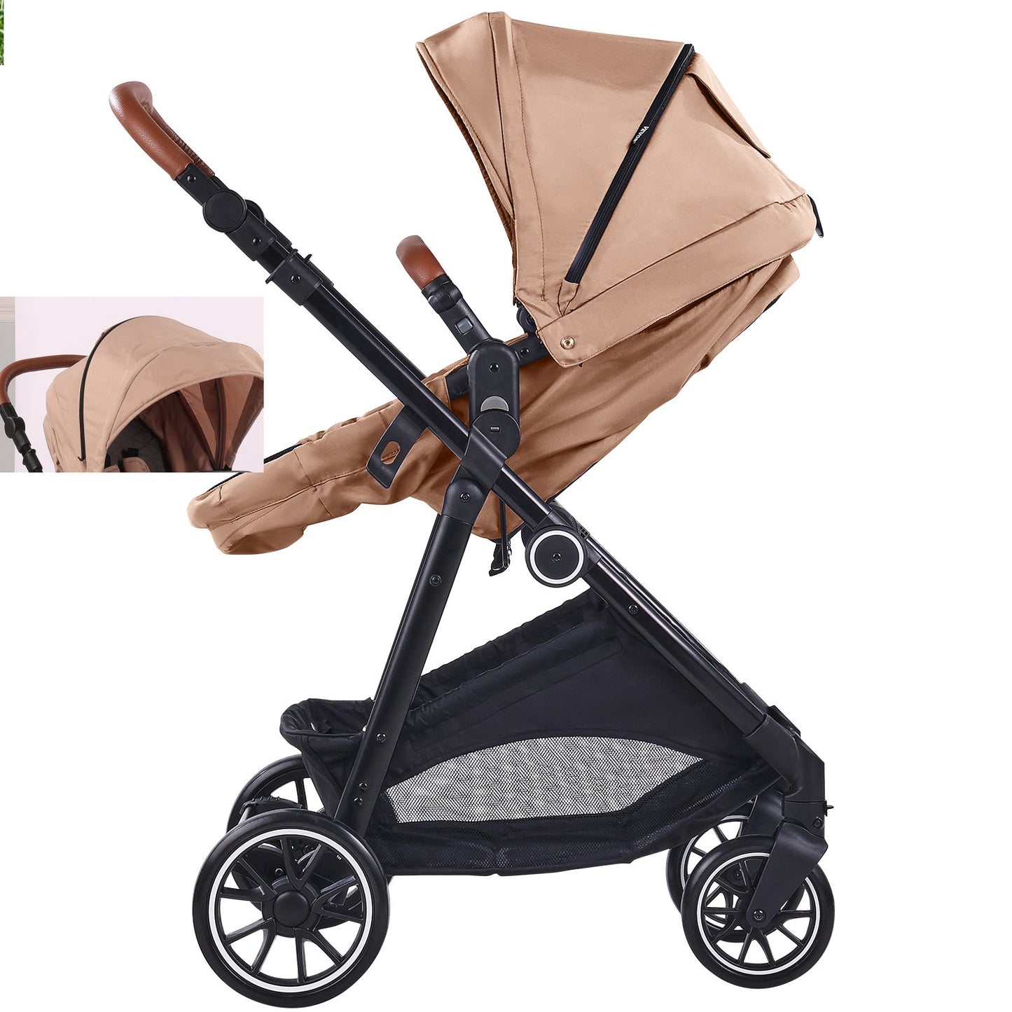 Barnvagn Resesystem med bilbarnstol Playard Baby Combo Set Tan Brown