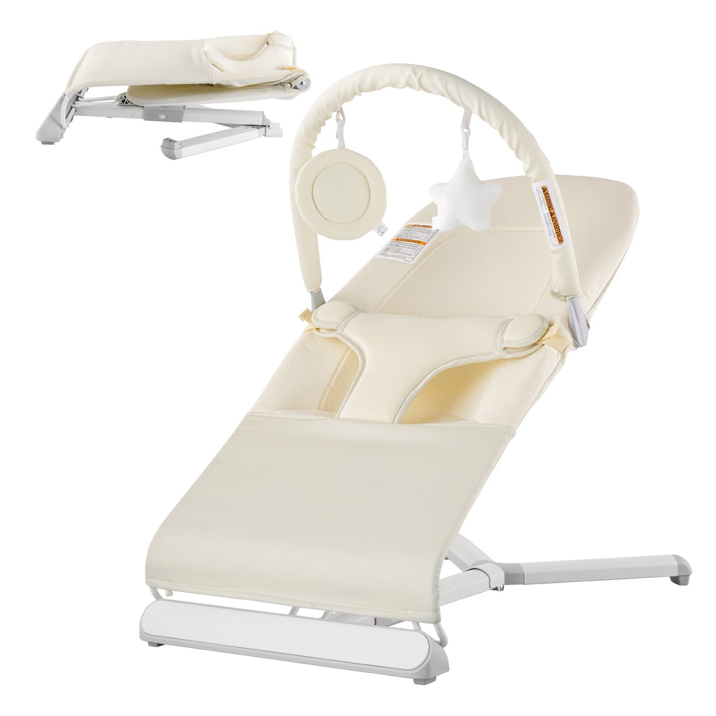 Baby Bouncer Folding Bouncer Seat Stol för spädbarn 0-9 månader med Toy Bar