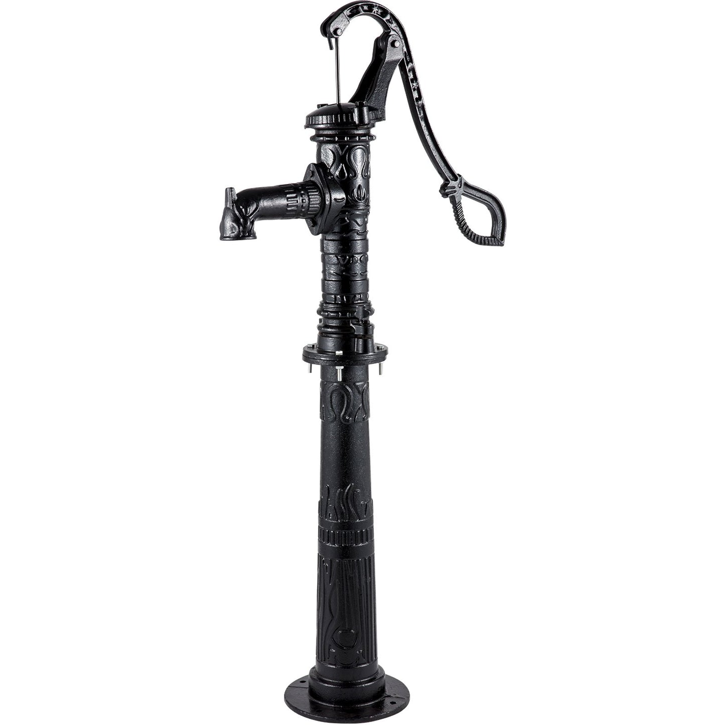 Hand Water Pump with Stand, 15.7 x 9.4 x 53.1 Inch Jug Pump and 26 Inch Pump Stand with Pre-Set 1/2" Holes for Easy Installation, Rustic Cast Iron Well Pump for Garden, Yard, Yard Irrigation, Black
