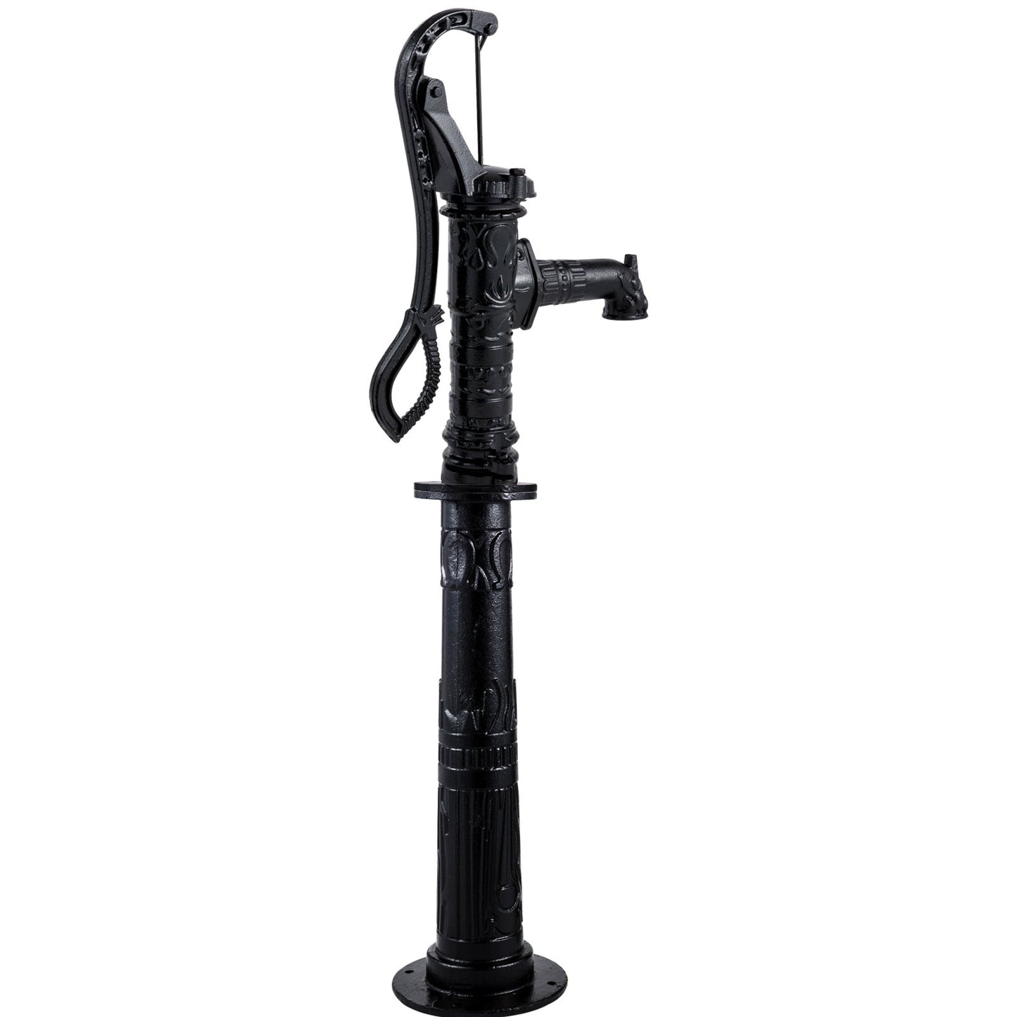 Hand Water Pump with Stand, 15.7 x 9.4 x 53.1 Inch Jug Pump and 26 Inch Pump Stand with Pre-Set 1/2" Holes for Easy Installation, Rustic Cast Iron Well Pump for Garden, Yard, Yard Irrigation, Black