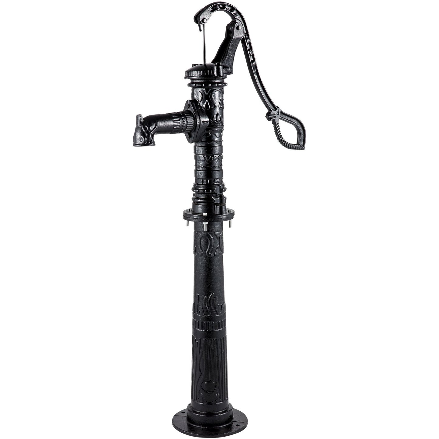 Hand Water Pump with Stand, 15.7 x 9.4 x 53.1 Inch Jug Pump and 26 Inch Pump Stand with Pre-Set 1/2" Holes for Easy Installation, Rustic Cast Iron Well Pump for Garden, Yard, Yard Irrigation, Black