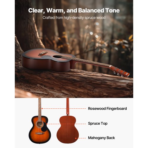 40-tums Dreadnought Akustisk Gitarr Nybörjarpaket Gigbag Vuxen Sunburst