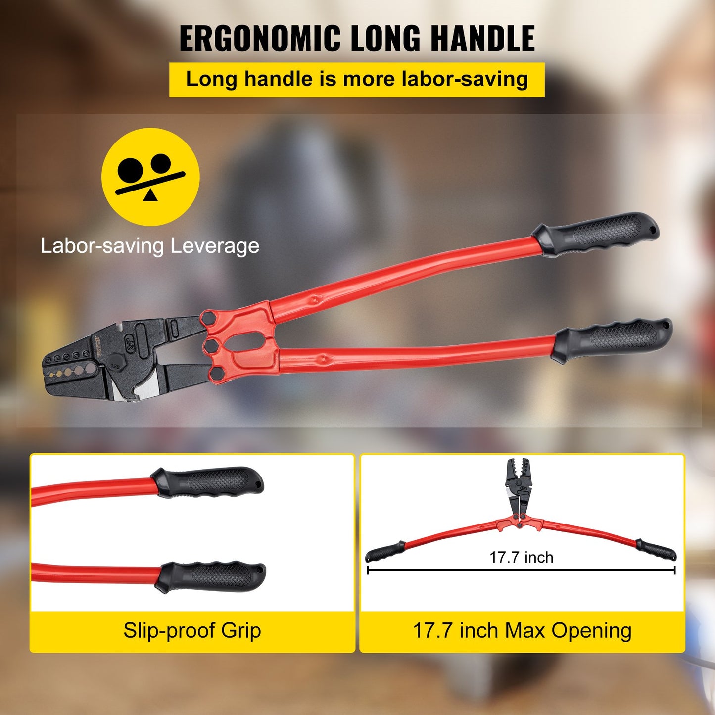 24 Inch Hand Crimping Tool 5 Cavities 1/16 to 3/16 Inch Crimping Tool for Oval Copper Aluminum Ferrules and Stopper Ferrules Wire Crimping Tool Propress Swage Tool Long Handle Labor Saving