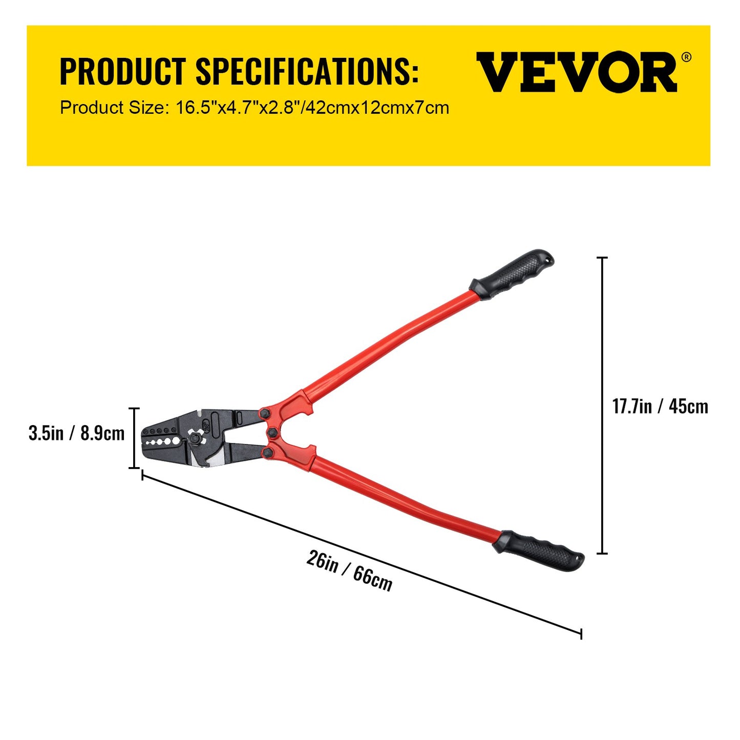 24 Inch Hand Crimping Tool 5 Cavities 1/16 to 3/16 Inch Crimping Tool for Oval Copper Aluminum Ferrules and Stopper Ferrules Wire Crimping Tool Propress Swage Tool Long Handle Labor Saving