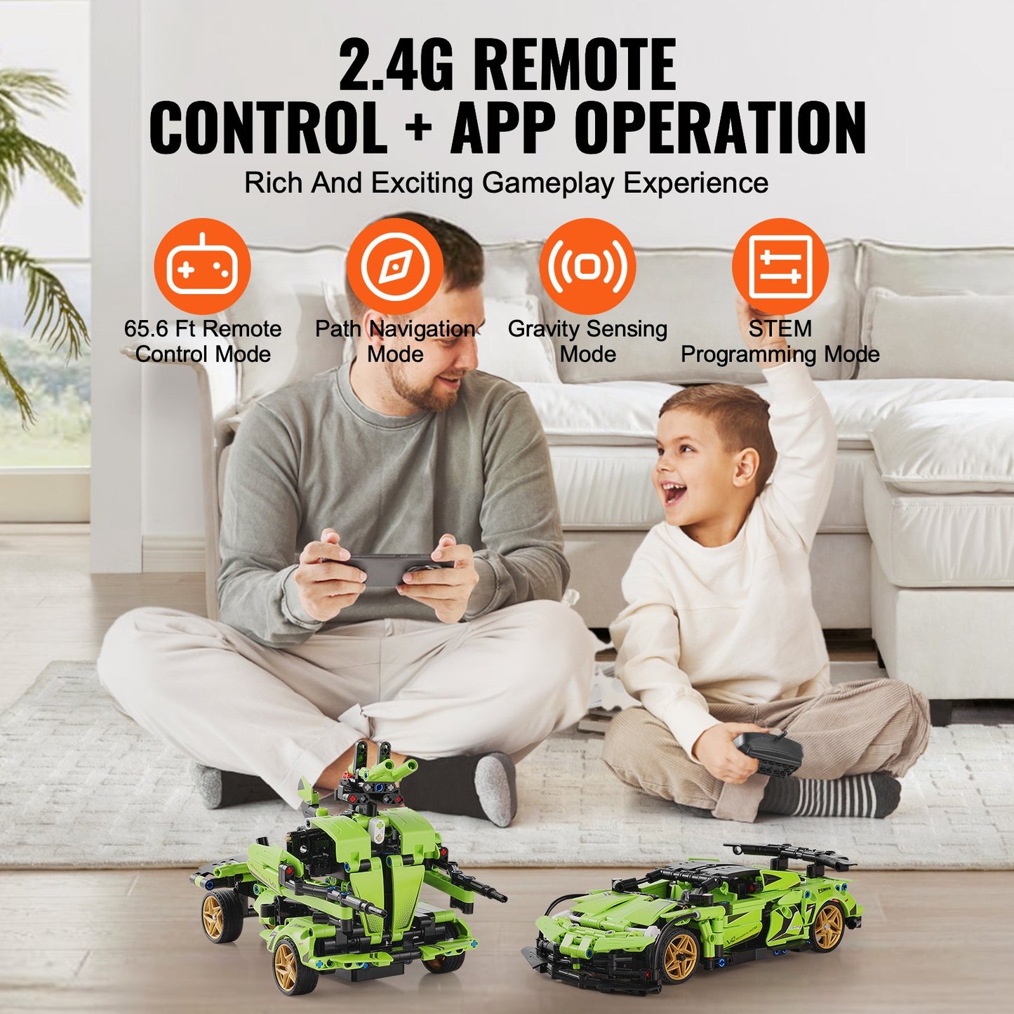 STEM Byggleksaker för barn 2 i 1 App & Fjärrkontroll Bil/Robot 461 PCS