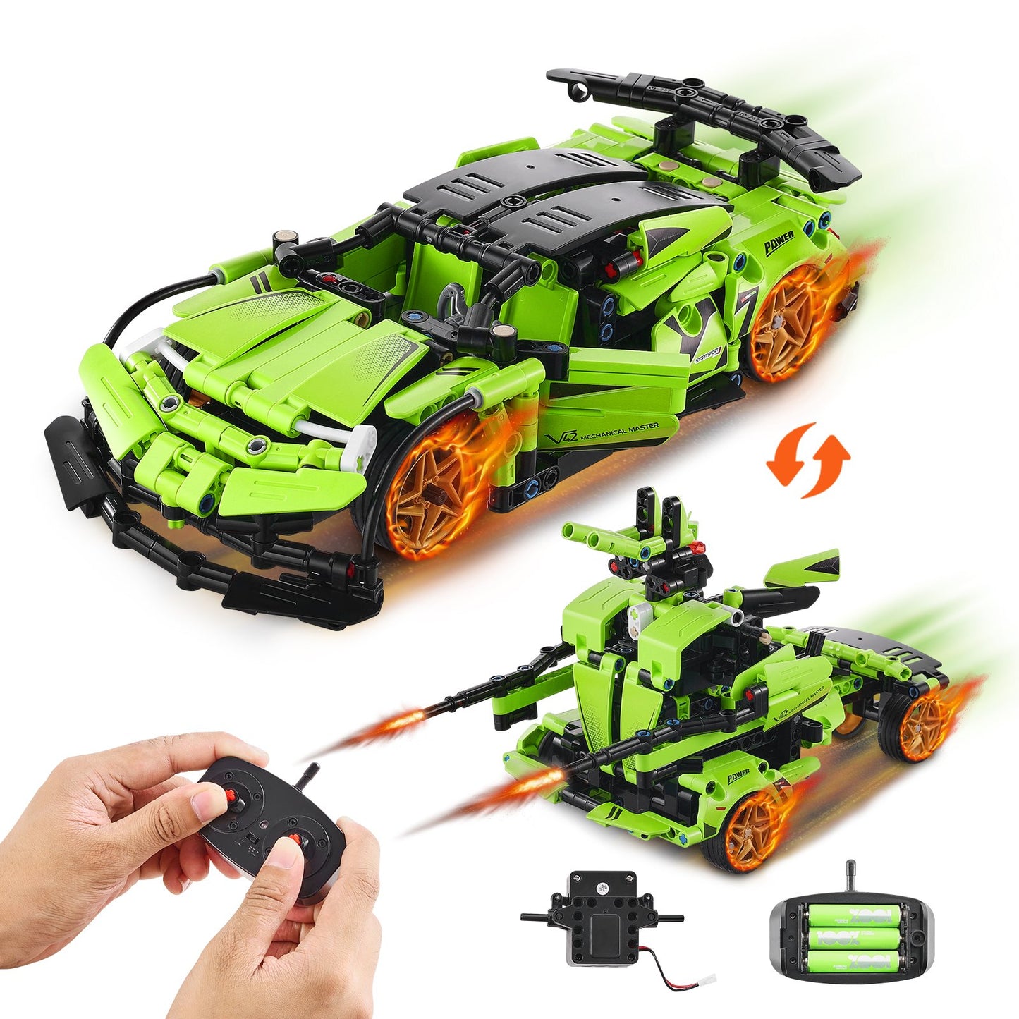 STEM Byggleksaker för barn 2 i 1 App & Fjärrkontroll Bil/Robot 461 PCS