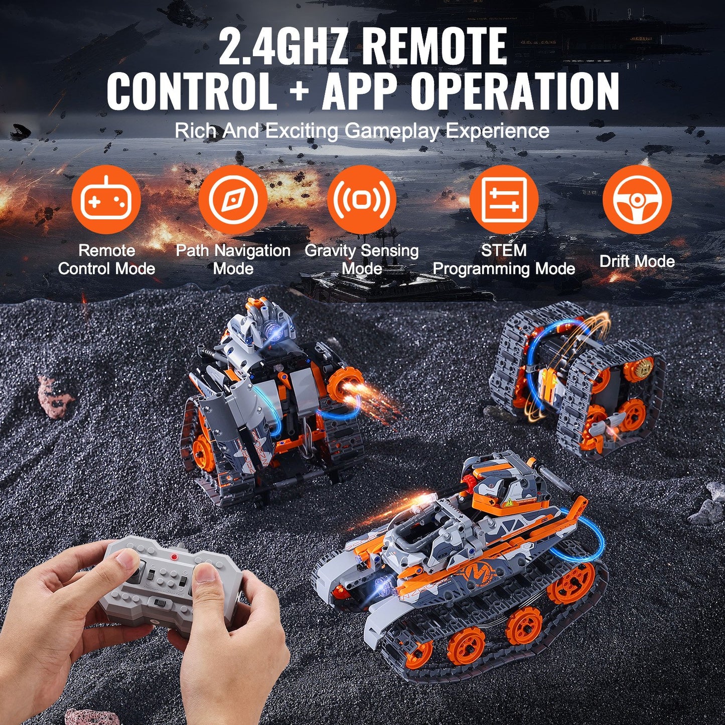 STEM Byggleksaker för barn 5 i 1 App & Fjärrkontroll Bil/Robot 554 PCS