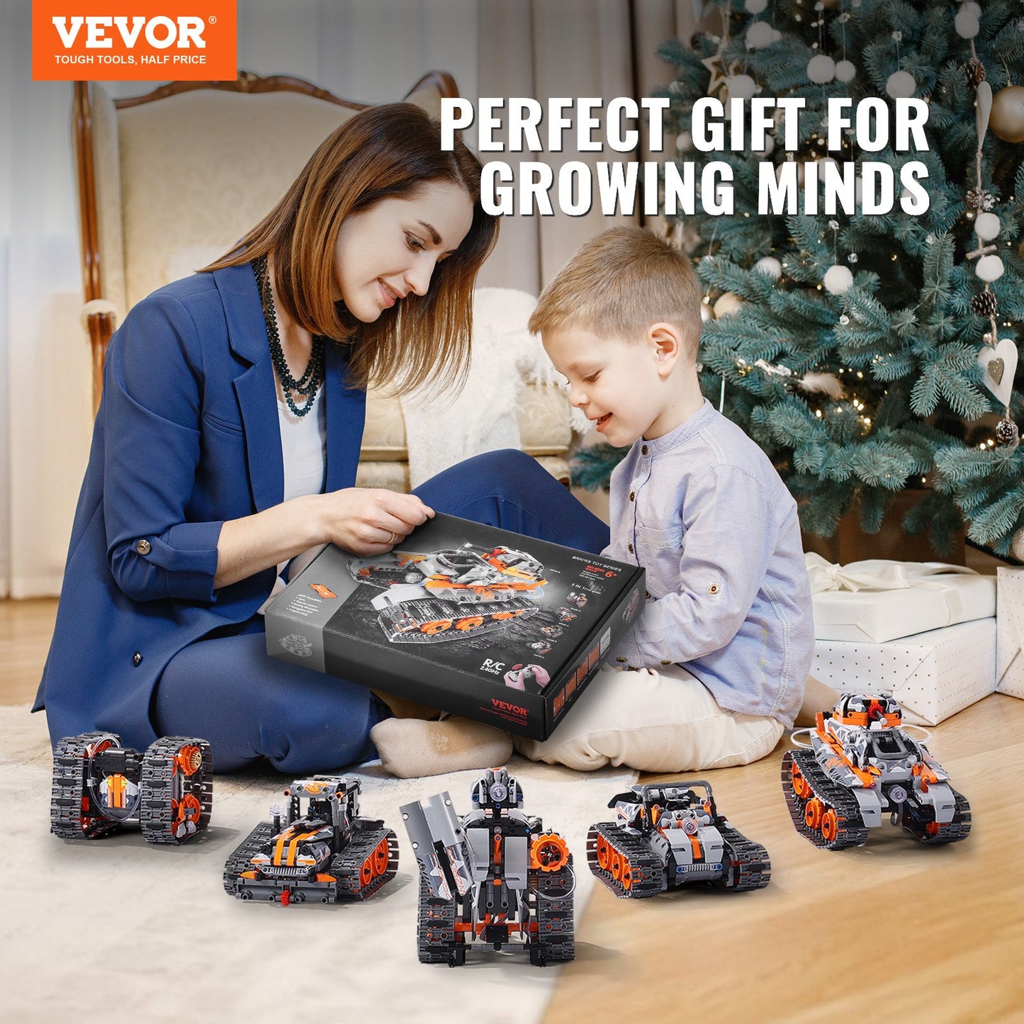 STEM Byggleksaker för barn 5 i 1 App & Fjärrkontroll Bil/Robot 554 PCS