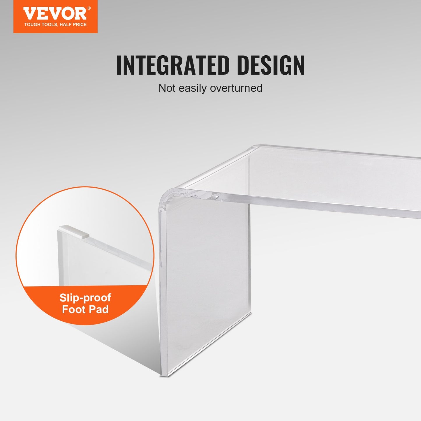 Acrylic Coffee Table, C-Shaped Clear Acrylic End Table, 16.3 Inch High Transparent Acrylic Side Table, for Coffee, Drink, Food, Snacks Used in Living Room, Courtyard, Terrace
