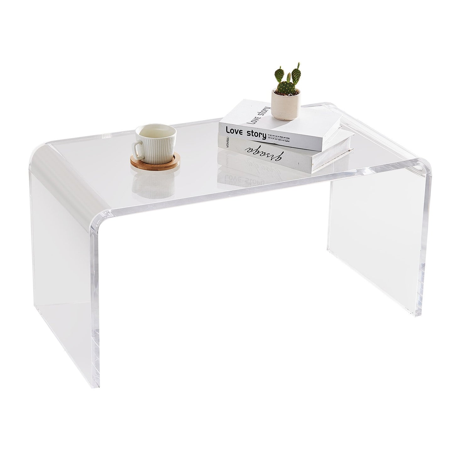 Acrylic Coffee Table, C-Shaped Clear Acrylic End Table, 16.3 Inch High Transparent Acrylic Side Table, for Coffee, Drink, Food, Snacks Used in Living Room, Courtyard, Terrace