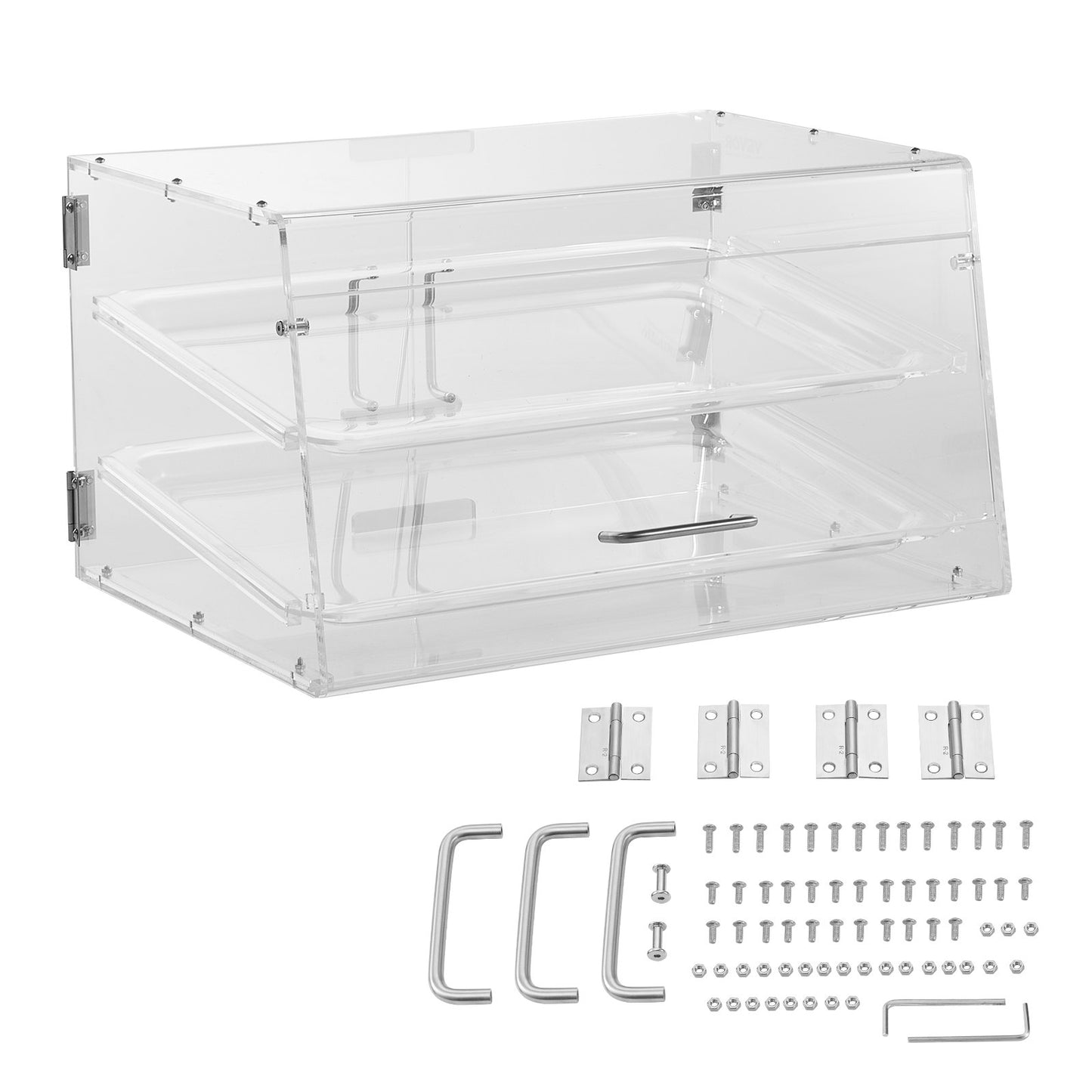 Konditorei, 2-stufiger gewerblicher Thekenschrank, Acryl-Vitrine mit Hintertür und herausnehmbaren Regalen, Frischhalten für Donut-Bagels, Kuchenkekse, 20,7"x13,2"x11,9