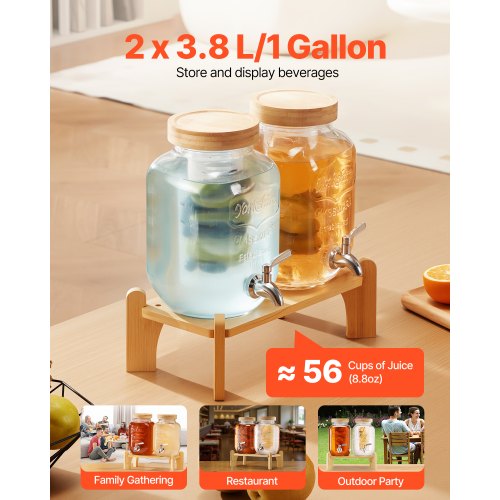 Dryckesdispenser 3,8L Dryckesdispenser För Fester Glas Med Ställning 2 ST