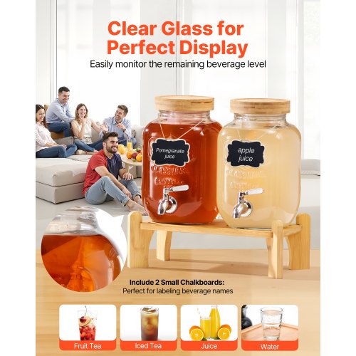 Dryckesdispenser 3,8L Dryckesdispenser För Fester Glas Med Ställning 2 ST