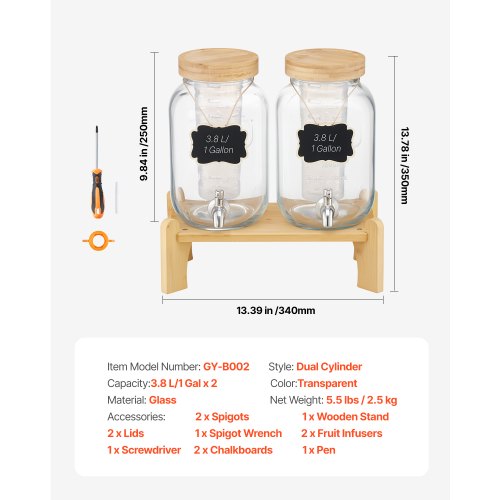 Dryckesdispenser 3,8L Dryckesdispenser För Fester Glas Med Ställning 2 ST