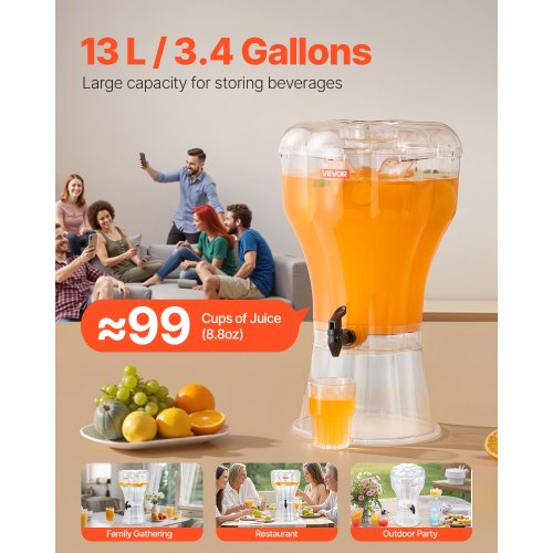 Dryckesdispenser 13L Dryckesdispenser för Fester Plast med Kran