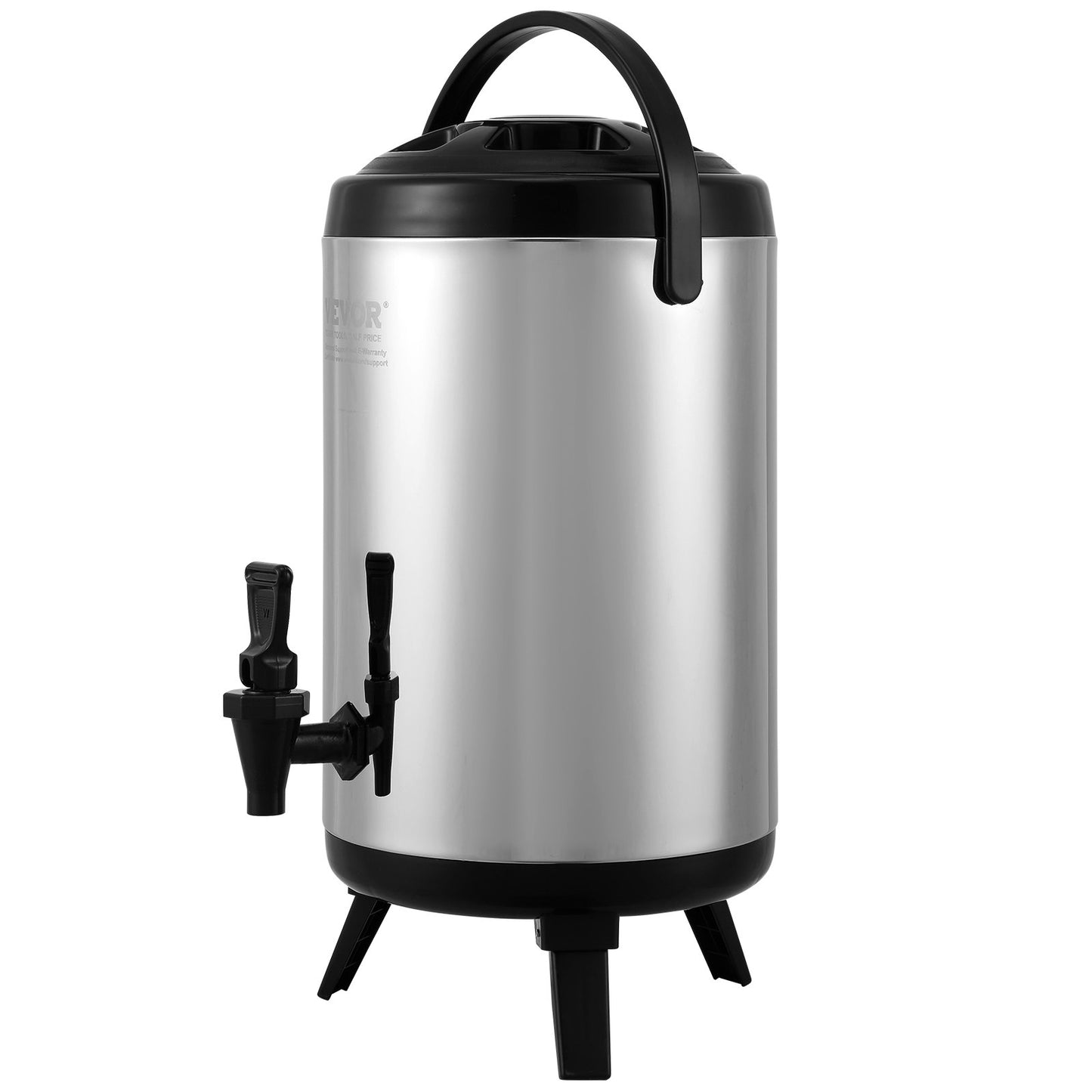 Stainless Steel Insulated Beverage Dispenser, 2 Gallon 7.6 Liter, Thermal Server for Hot and Cold Beverages with Tap Handle, Food Grade for Hot Tea Coffee Water Restaurant Drink Shop