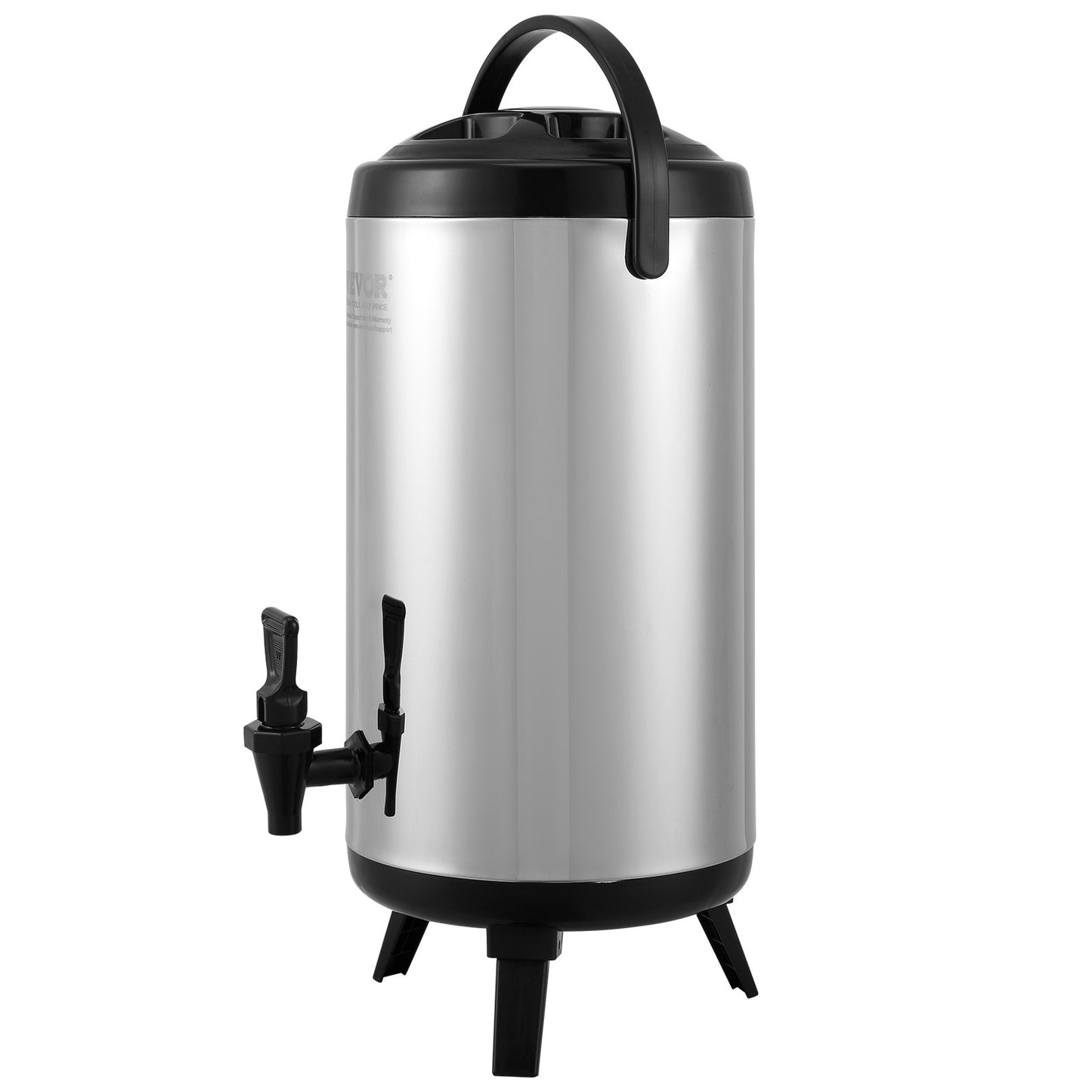 Rostfritt stål isolerad dryckesautomat, 2,4 gallon 9,2 liter, termisk server för varm och kall dryck med tapphandtag, livsmedelsklassad för varmt te Kaffe Vatten Restaurang Dryckesbutik