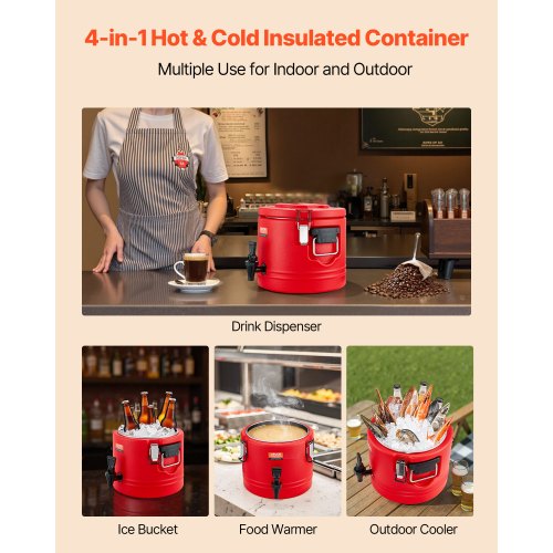 Insulated beverage dispenser for hot and cold drinks 8 liter cooler jug