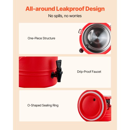 Insulated beverage dispenser for hot and cold drinks 8 liter cooler jug