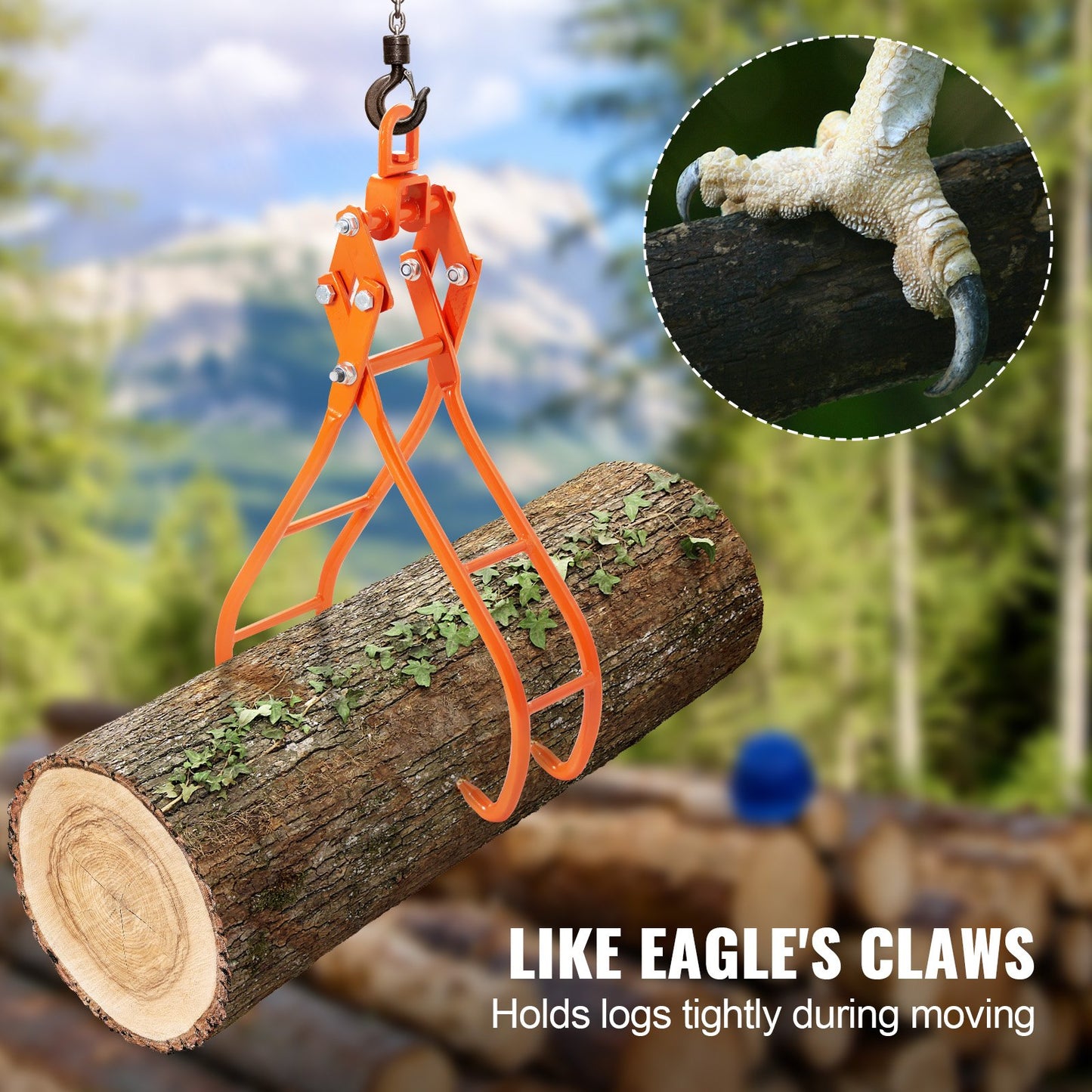 Timber Claw Hook, 28 tums 4 Claw Log Grip för timmertång, svängbara stålstockar lyfttång, Eagle Claws Design med 2205 lbs/1000 kg lastkapacitet för traktorer, terränghjulingar, lastbilar, gaffeltruckar