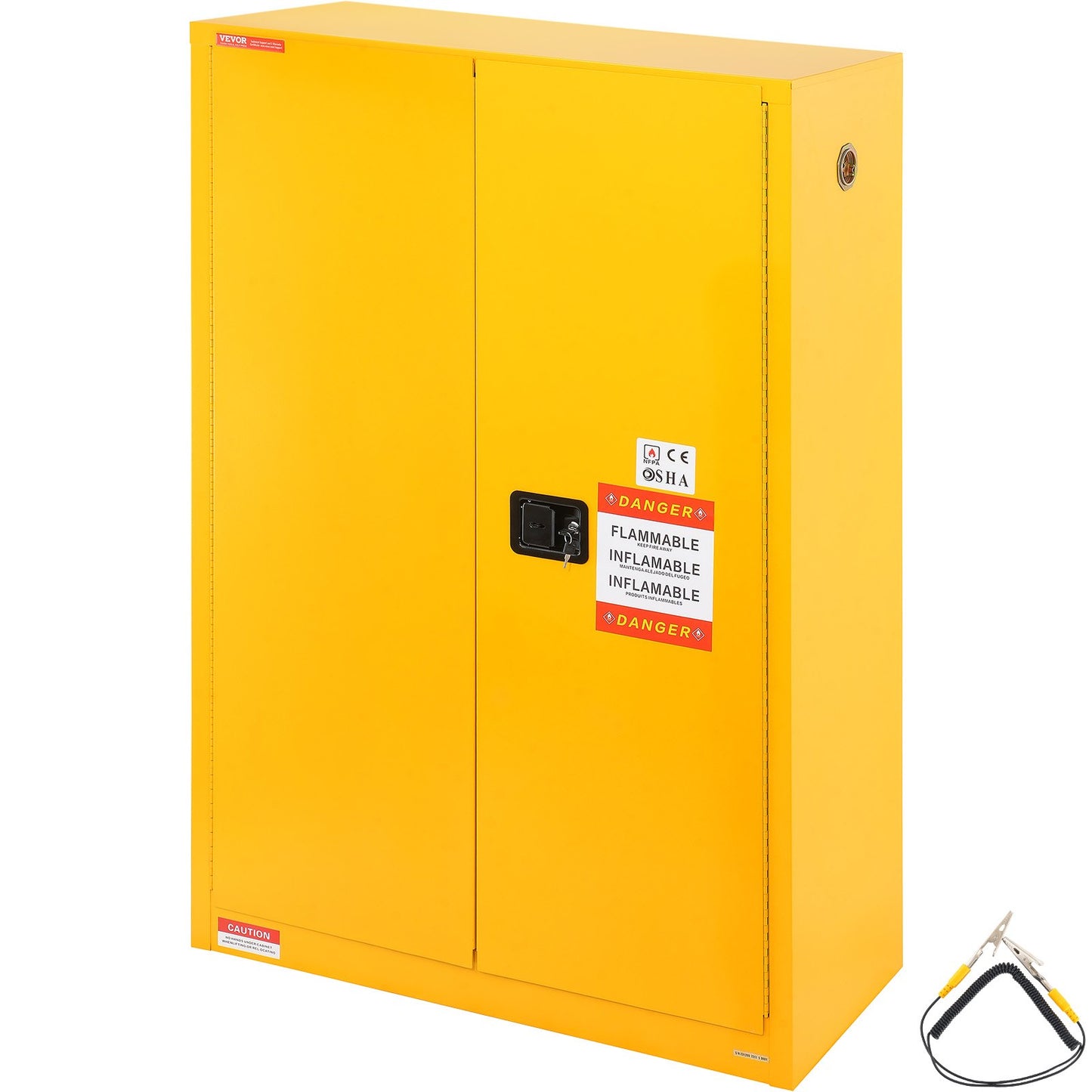 Flammable Safety Cabinet, 45 Gal, Cold Rolled Steel Flammable Liquid Storage Cabinet, 42.9 x 18.1 x 65.2 in Explosion Proof with 2 Adjustable Shelves 2 Manual Doors for Industrial Use, Yellow