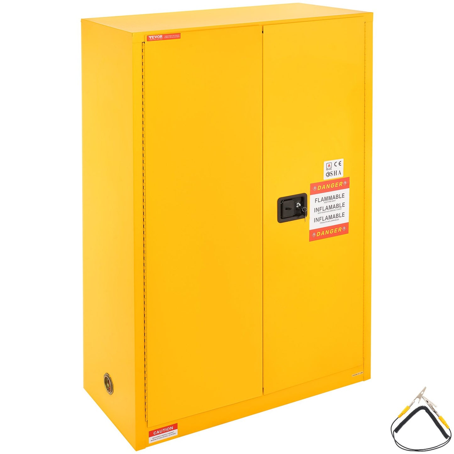 Flammable Safety Cabinet, 45 Gal, Cold Rolled Steel Flammable Liquid Storage Cabinet, 42.9 x 18.1 x 65.2 in Explosion Proof with 2 Adjustable Shelves 2 Manual Doors for Industrial Use, Yellow