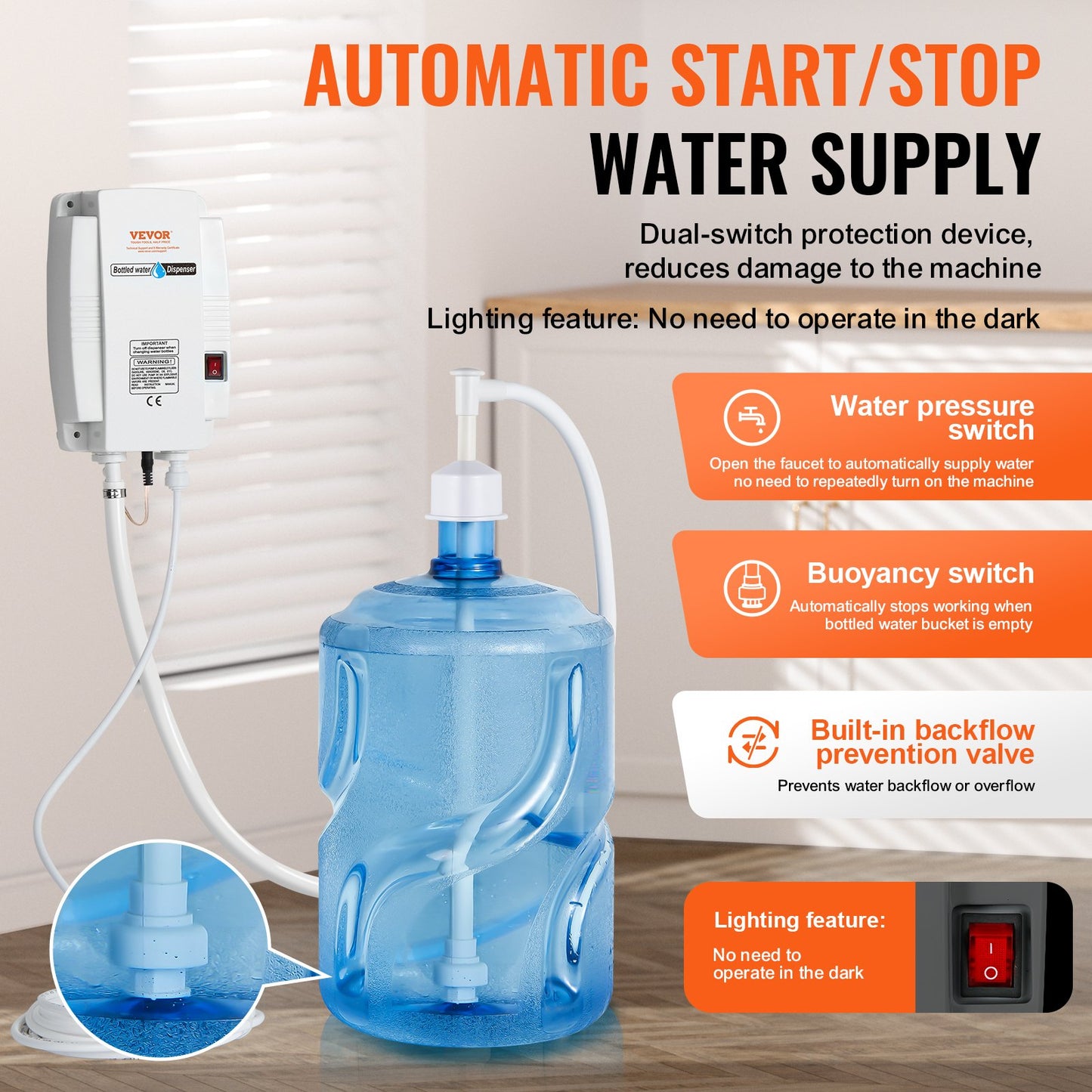 1 gallon vattendispenserpump 40psi kaffebryggare Autotryck Högt anseende