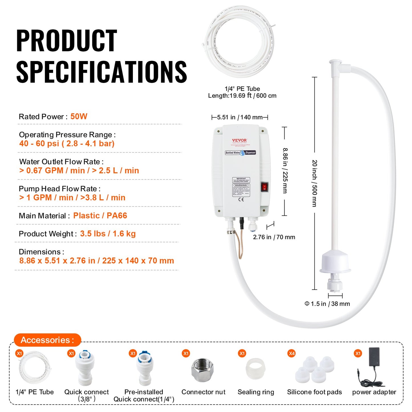 1 gallon vattendispenserpump 40psi kaffebryggare Autotryck Högt anseende