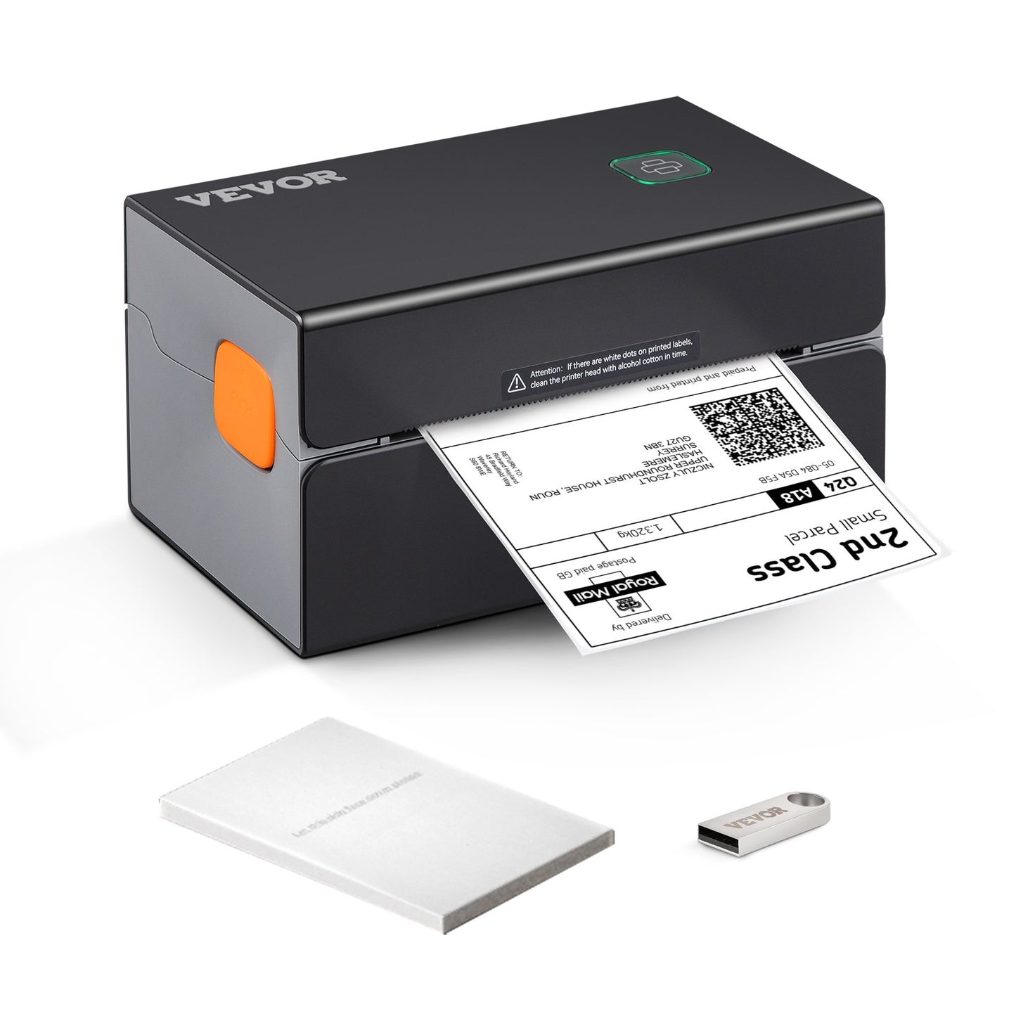 Termisk etikettskrivare, 300DPI för 4x6 postpaket, Bluetooth och automatisk etikettigenkänning, stöd för Windows/MacOS/Linux/Chromebook/Android/IOS, kompatibel med Amazon, eBay, Etsy, etc, svart