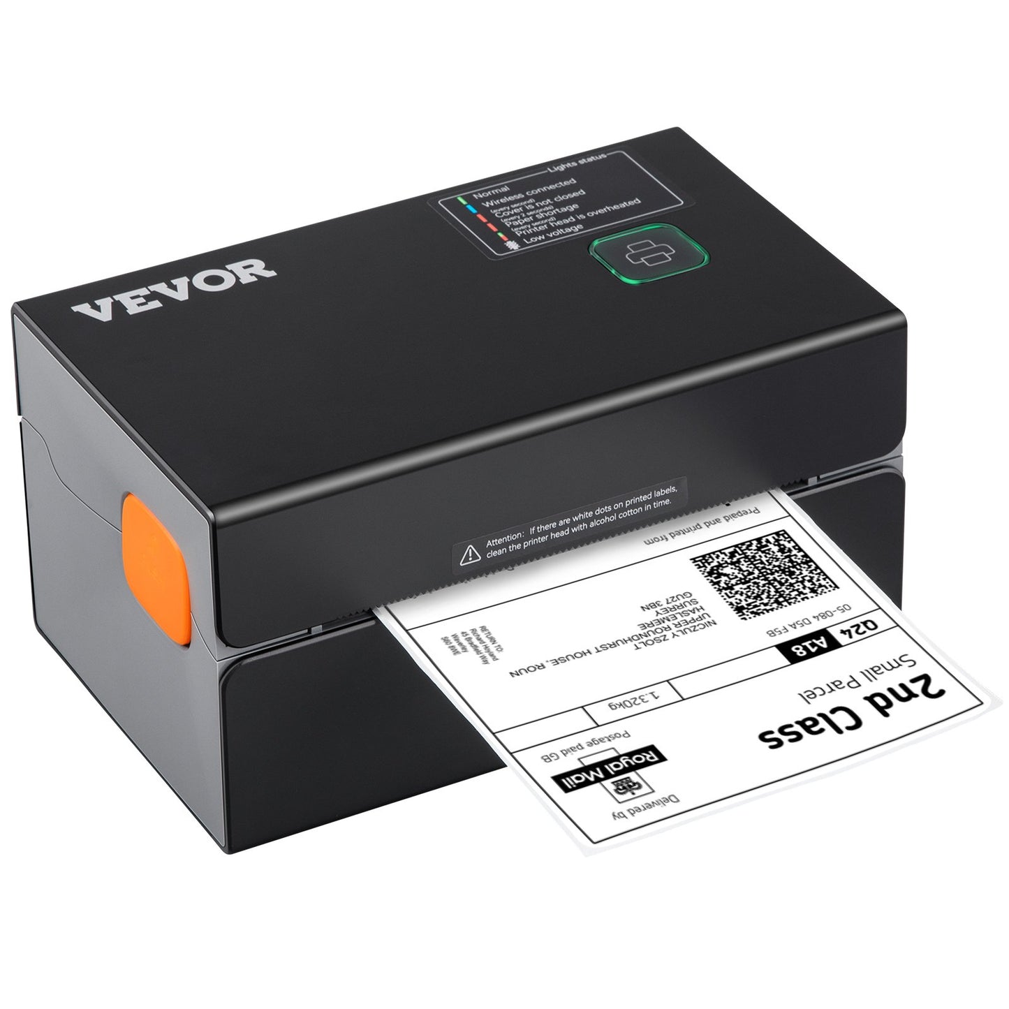 Termisk etikettskrivare, 300DPI för 4x6 postpaket, Bluetooth och automatisk etikettigenkänning, stöd för Windows/MacOS/Linux/Chromebook/Android/IOS, kompatibel med Amazon, eBay, Etsy, etc, svart