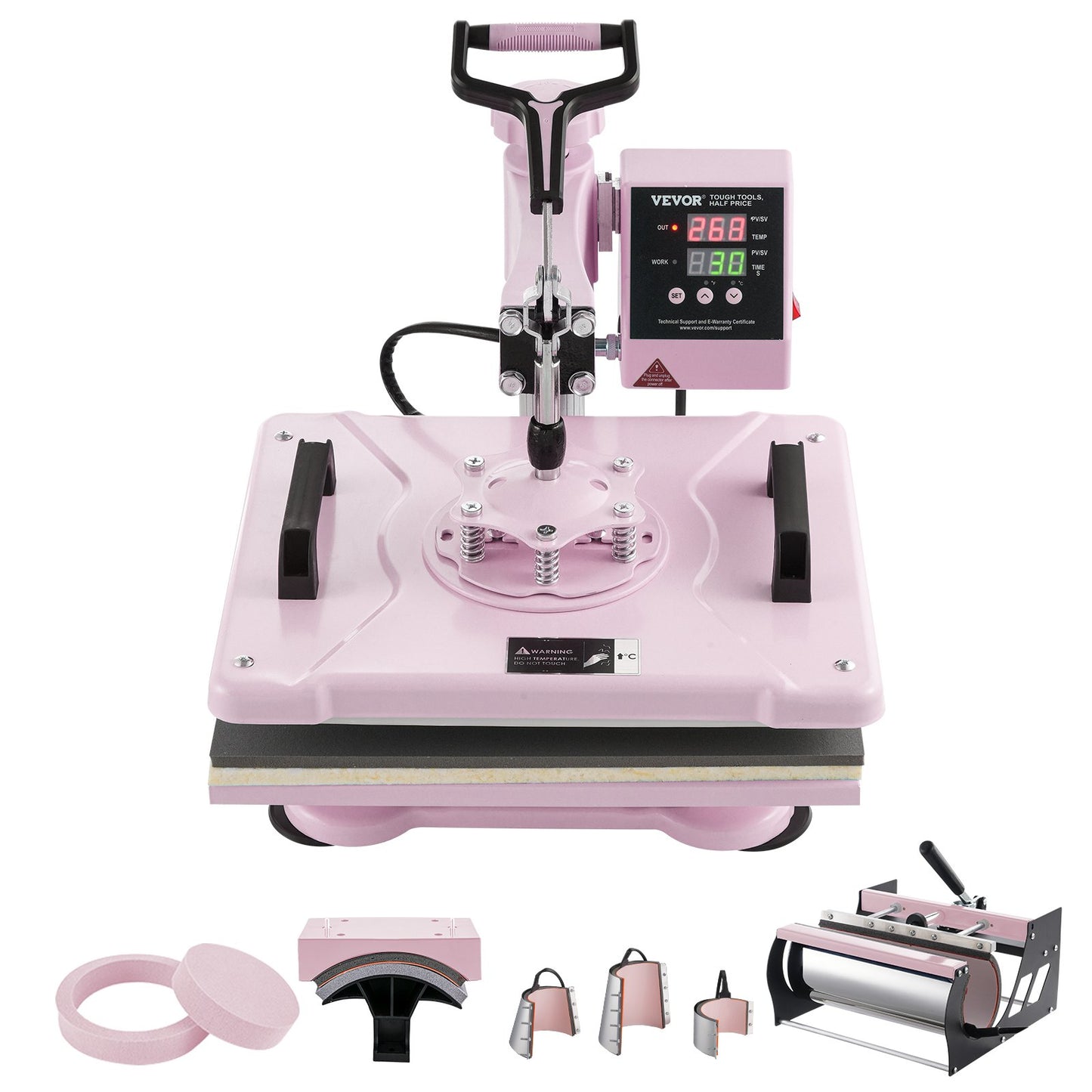 Heat Press Machine 12x15 i 8 i 1 med 30oz Tumbler Press T-shirts Rosa