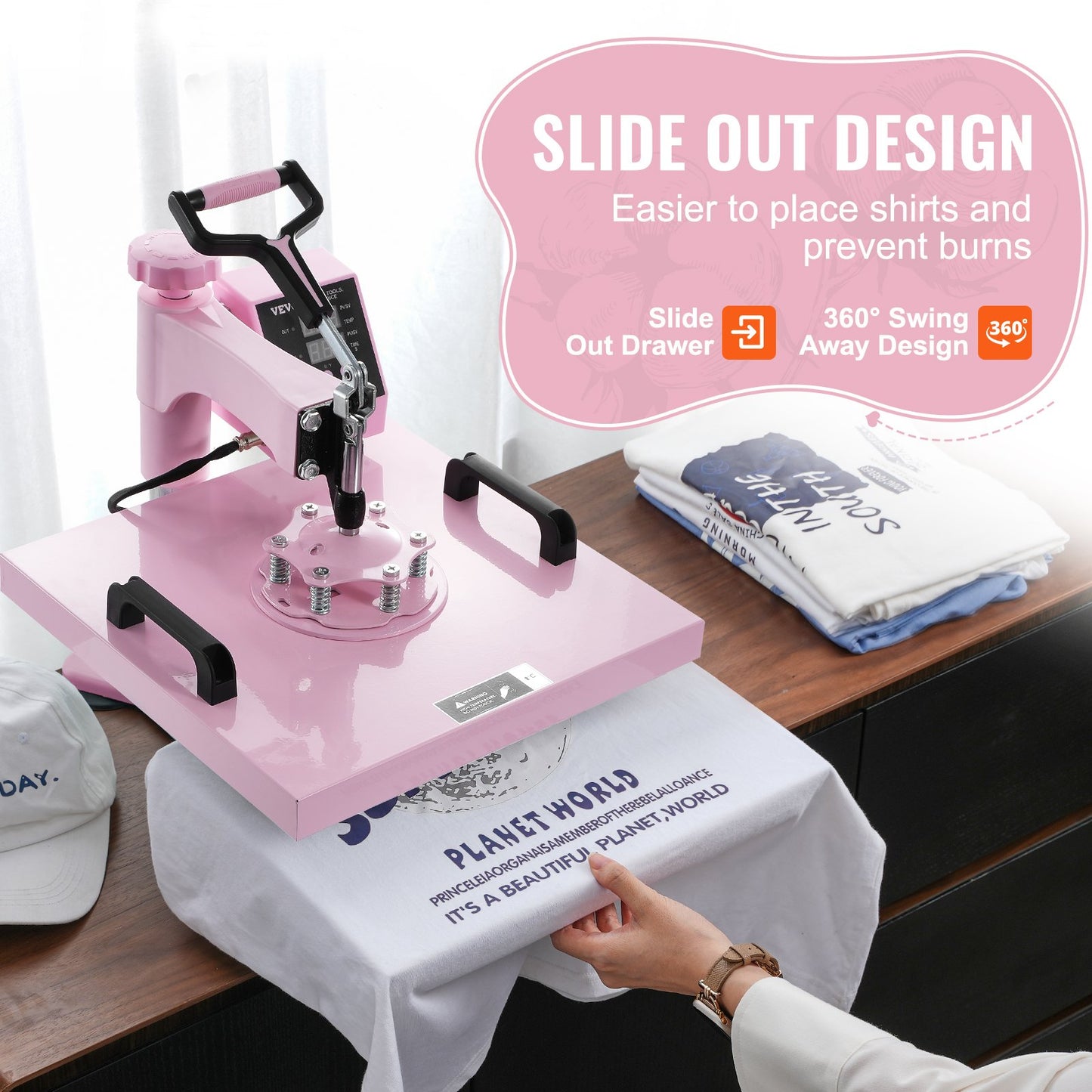 Heat Press Machine 15x15 i 5 i 1 med 30oz Tumbler Press T-shirts Rosa